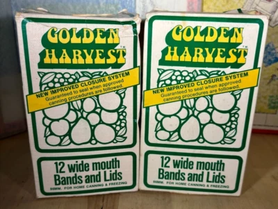 2 cajas de bandas y tapas de boca ancha Golden Harvest enlatado de alimentos - INCOMPLETO Foto 1 de 4