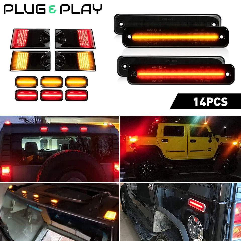 For 2003-2009 Hummer H2 14pcs LED Cab Roof Running Light Side Marker Lamp Smoked - Image 1 of 4