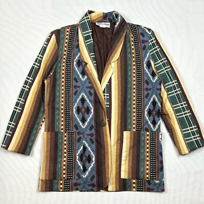 Vintage Raphael Lorenzo Womens MED Geometric Western Blazer Jacket Boho Festival - Image 1 of 4