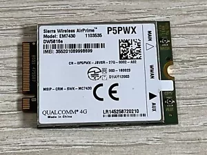 Dell EM7430 DW5816E NGFF M2 3G 4G LTE Module WWAN Wireless AirPrime P5PWX Card - Bild 1 von 2