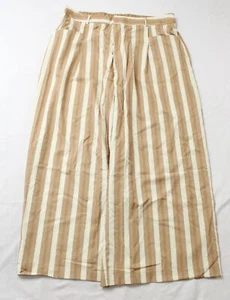 Cider Women's Mid-Waisted Striped Wide Leg Pull-On Trousers AP2 Khaki Size: 2XL - Picture 1 of 5