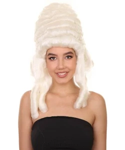 Colonial Lady's 18th Century Curly Wig | White Historical Cosplay Wig HW-3475 - Picture 1 of 8