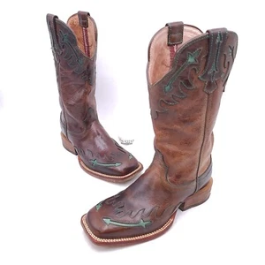 Twisted X Damen 6 B braun Leder türkis halbhohe Cowgirl Westernstiefel - Bild 1 von 13