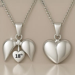 Collar colgante y cadena de plata de ley 925 con corazón de 18 cumpleaños - Imagen 1 de 5