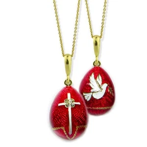 Confirmation Egg Pendant with Chain "HOLY SPIRIT" and "HOLY CROSS" - Picture 1 of 1