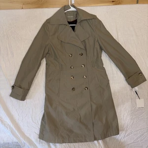 CALVIN KLEIN DOUBLE BREASTED Medium BEIGE RAIN COAT - NEW - Picture 1 of 8