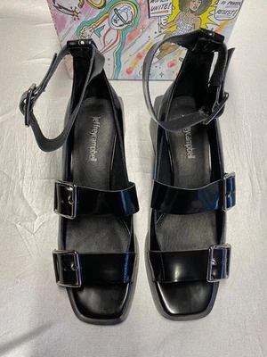  Sandalias Jeffrey Campbell Aspinal de charol negro con tiras para mujer talla 7 Foto 1 de 4