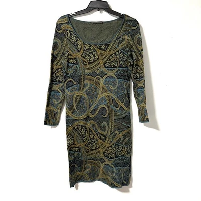 Vestido Suéter Peruvian Connection Midi Cachemira Marrón Teal Cachemira Algodón Pima L Foto 1 de 4