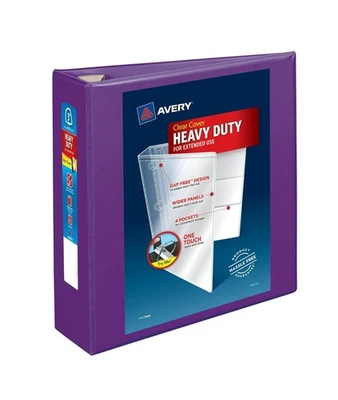 Carpeta de 3 anillas Avery Heavy-Duty View, anillos EZD de un toque de 3", 1 carpeta púrpura... Foto 1 de 4