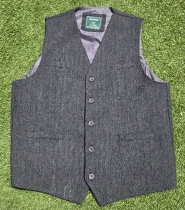 Chaleco con botones Emerald Isle tejido mezcla de lana espiga tweed talla 48 R - Imagen 1 de 6