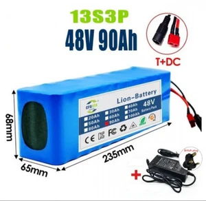 Batería Li-lon 48V 90Ah 1000W 13S3P para 54,6V con cargador BMS para bicicleta eléctrica - Imagen 1 de 5