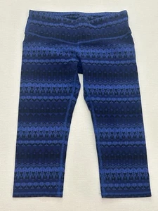 Alo Yoga Capri Leggings Womens Small Blue Capri Crop Geometric Stretch Gym - Picture 1 of 6