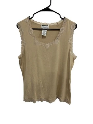 Camiseta sin mangas Covington elástica con ribete de encaje beige talla grande tejida neutra íntima Foto 1 de 4