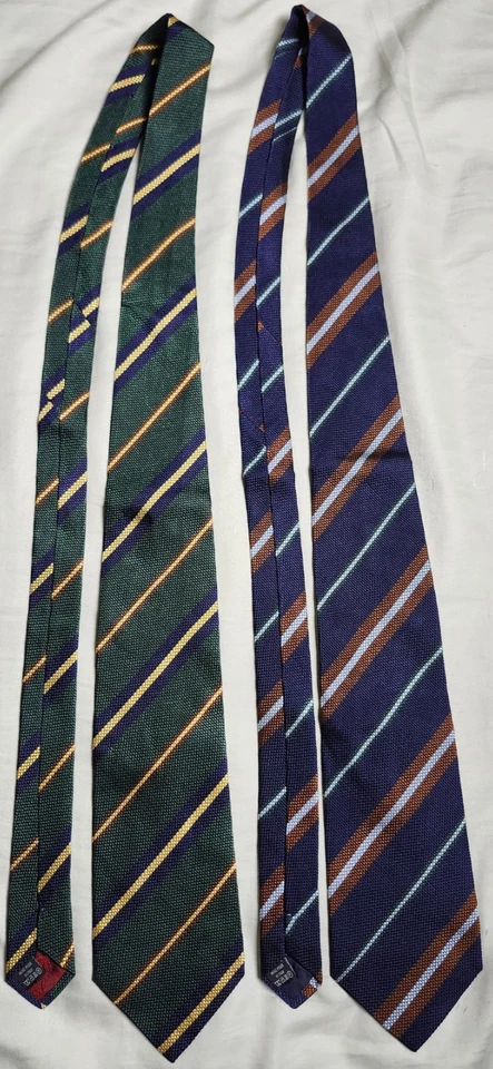 Lote de 2 Corbatas Bally 100% Seda Diseño Multicolor Rayas Hechas en Italia Foto 1 de 4