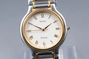  Vintage 1990 [NEAR MINT] SEIKO Dolce 7741-6050 Gold Roman Men's Watch JAPAN - Picture 1 of 10