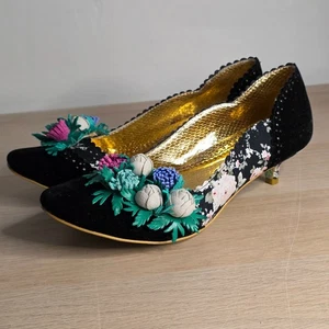 Irregular Choice Mutiny Court Heels Womens US 8 EU39 NEW Black Floral Bouquet - Picture 1 of 11