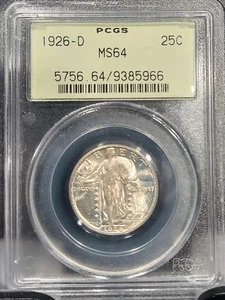 1926 D Standing Liberty Quarter 25C certificado PCGS MS 64 como nuevo sin circular (966) - Imagen 1 de 4