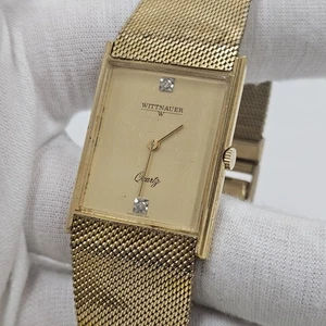 Orologio Wittnauer Uomo Tank Quarzo Abito Quadrante Diamante Cinturino Maglia Funzionante AS-IS  - Foto 1 di 8