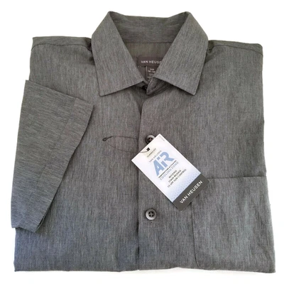 Van Heusen Air Shirt Mens S Small 14-14.5 Gray Button Up All Over Cooling SS New - Image 1 of 4