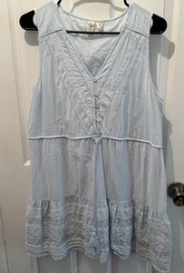 JOIE Cotton Tunic Shift Sleeveless Dress Blue Size Large - Picture 1 of 8