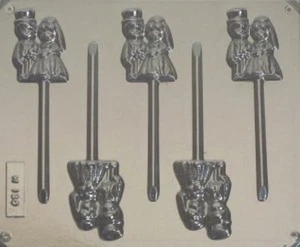 PAREJA DE OSOS DE BODA PIRULETA CHOCOLATE, MOLDE, JABÓN, ARCILLA, MOLDE/MOLDES 5 CAVIDADES - Imagen 1 de 1