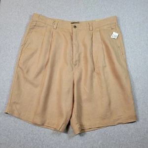 Gap Shorts Mens Size 40 Beige Tan Pleated Front Pockets Zipper 100% Linen Preppy - Picture 1 of 13