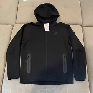 Nike Men's Tech Fleece Windrunner Full-Zip Black Hoodie Size L - Picture 1 of 12