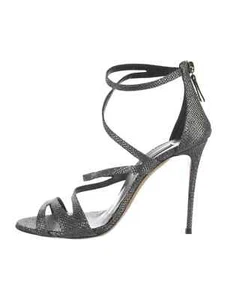 CASADEI Black & Metallic Glitter Accents Sandals Size 8.5 Good Used Condition - Picture 1 of 5