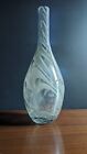 Hand Blown Art Glass Teardrop Vase Clear White Swirl 15' Centerpiece 