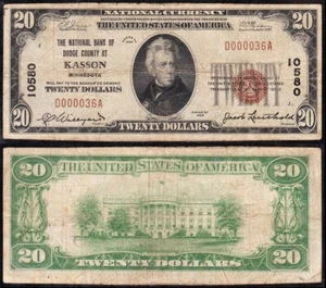 Nice SCARCE 1929 $20 KASSON, MN National Banknote! FREE SHIPPING! D000036A - Picture 1 of 3