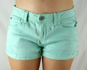 Candies Mint Green Flat Front Cuffed Cotton Blend Short Shorts Women's Size 7 - Picture 1 of 20