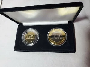 2000 New Year Nevada Palace V.I.P. Slot Machine Token Set of 2 Bi-metallic Coins - Picture 1 of 7