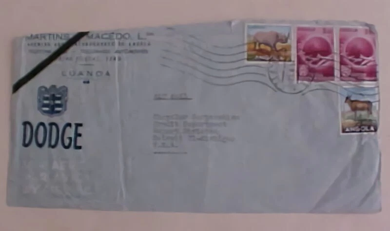 安哥拉封面 1954 年至美国带 RHINO,ANTELOPE 印章 — 第 1/1 张图片