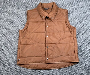 VTG Sears Puffer Snap Button Vest Adult Large Brown Insulated Outdoors Hiking - Picture 1 of 10