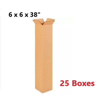 6x6x38 TALL Cardboard Strong Shipping Box Corrugated Carton 25 Pack - Wholesale - Image 1 of 3