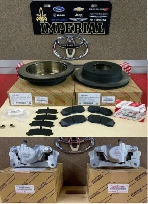 TOYOTA 4RUNNER 2010-2023 OEM ROTORES DE FRENO TRASEROS, PASTILLAS, CUÑAS Y AMBAS PINZAS TRASERAS Foto 1 de 4