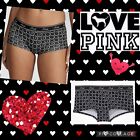 Victoria?S Secret Pink Logo Cotton Boyshort Panty Xlarge Panties Black Hearts ??