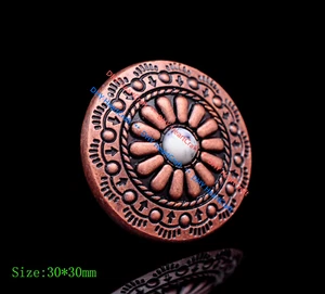 10X Antique Copper Beauty Flower Leathercraft Belt Handbag Turquoise Conchos Lot - Picture 1 of 8