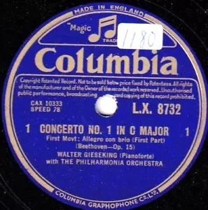 Gieseking. Beethoven (Klavierkonzert 1). Farbe LX 8732-5 (4). NM(-) - Bild 1 von 1