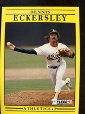 DENNIS ECKERSLEY 1991 FLEER #6 Oakland ATHLETICS A’s