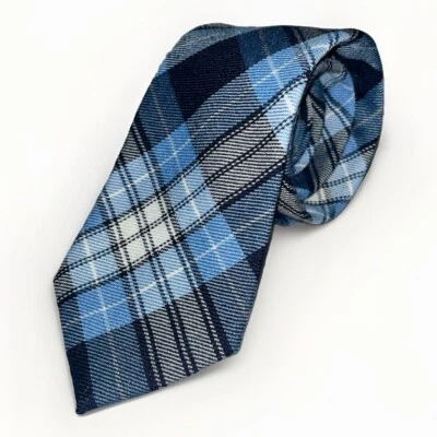 Lands' End Men’s Classic Blue And Grey Plaid NeckTie 60’’ - Image 1 of 4