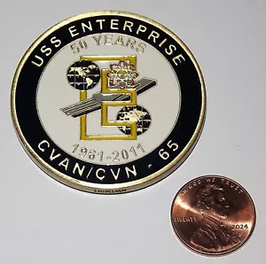 Challenge Coin - USS Enterprise - CVAN/CVN-65 - 50 Years - 1961 - 2011 - 1775 - Picture 1 of 2