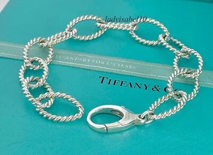 "Brazalete grande de plata esterlina regalo de amor con caja" con eslabón giratorio ovalado de 8" Tiffany & Co - Imagen 1 de 11