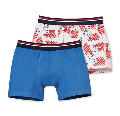 Schiesser Ragazzi Hip-Retro America Pantaloncini 2er Pacco 152 164 176 Boxer Neu - Immagine 1 di 2