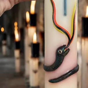 Candela Cero Battesimale Antico Olandese Serpente Peccato Originale Wunderkammer - Foto 1 di 8