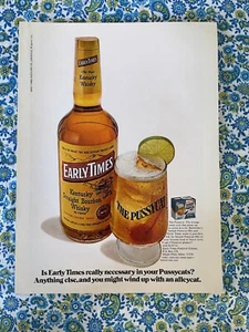 Vintage 1972 Early Times Kentucky Bourbon Whisky Print Ad The Pussycat - Picture 1 of 7