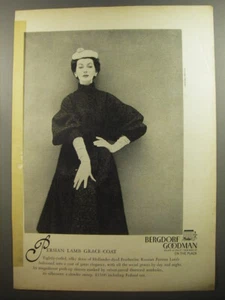 1952 Bergdorf Goodman Coat Ad - Photo by William Helburn - Persian Lamb - Picture 1 of 1