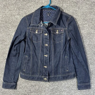 Tommy Hilfiger Girls Button Up Jacket XL (16) Blue Denim Collared Front Pocket - Imagem 1 de 4
