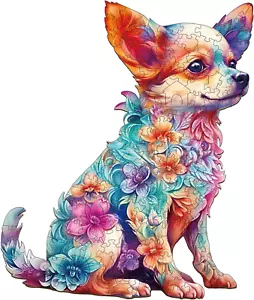 Wooden Puzzles for Adults, Chihuahua Dog Puzzles, 200 Piece Wood Puzzles Adults, - Picture 1 of 12