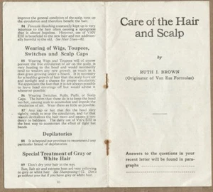 vintage 16 page booklet VAN ESS Hair & Scalp Products, Ruth Brown circa 1920's - Picture 1 of 4